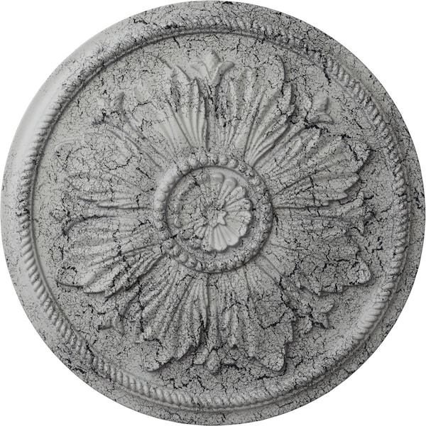 Ekena Millwork Kaya Ceiling Medallion (Fits Canopies up to 5 1/4"), 23 5/8"OD x 1 1/2"P, Ultra Pure White Crackle CM23KAUWC - main